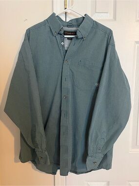 Ariat Pro Series BlueMicro-Check Button-Down Shirt Size XL